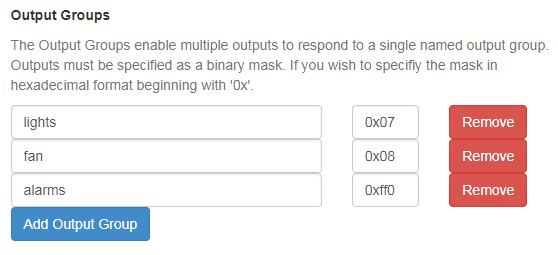 Output groups for MQTT application