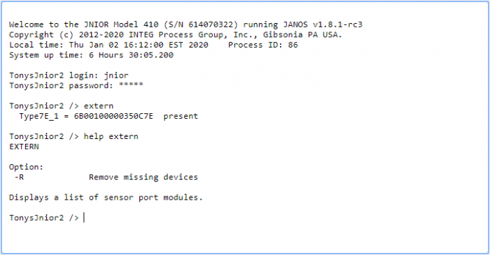 extern command for JNIOR command line