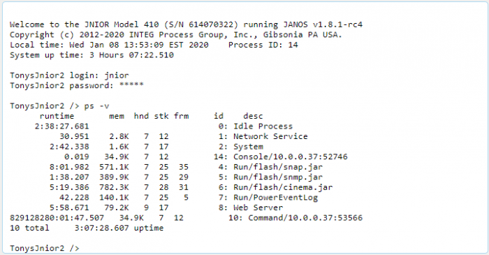 ps command in JNIOR command line