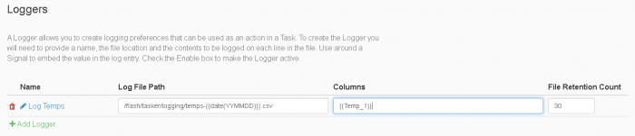 Logger tab in Tasker