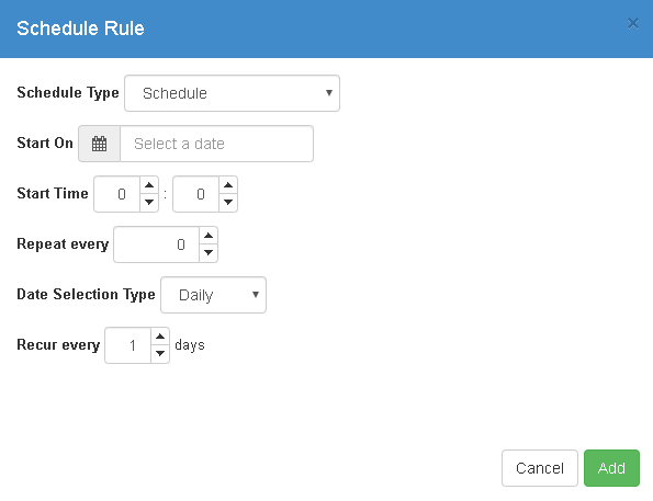 Schedule Rule dialog box