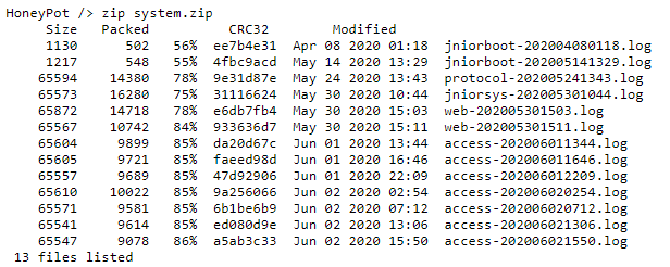 system.zip example for Log Archiver application