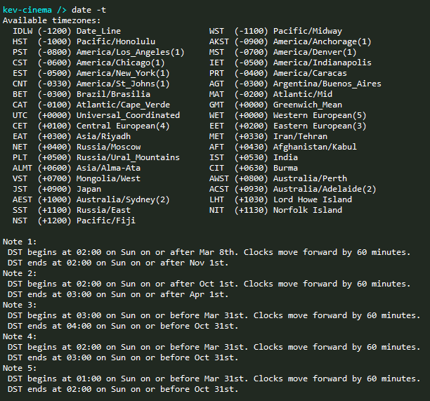 date command for JNIOR command line