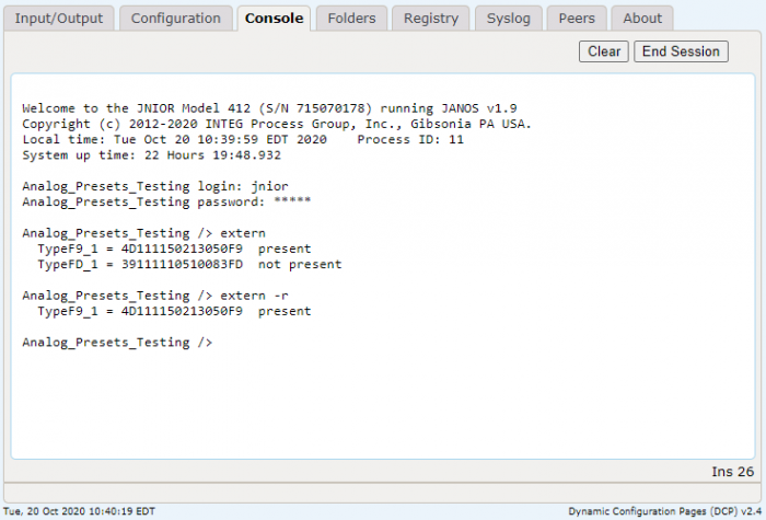 Extern command for JNIOR  Automation Controller