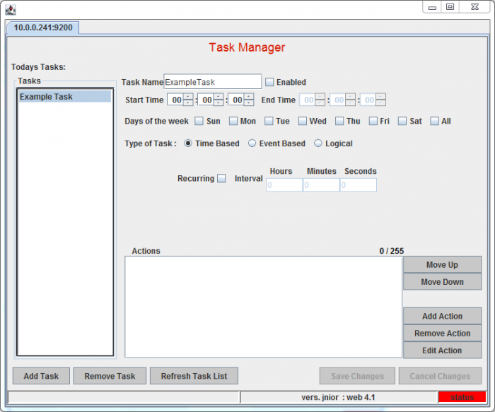 Task Manager Task for JNIOR automation controller