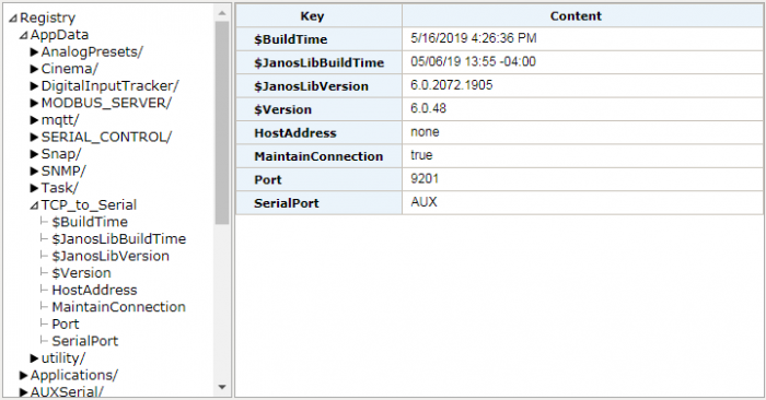 Registry tab for JNIOR Web Page