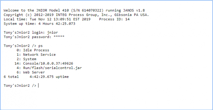 ps command for JNIOR command line