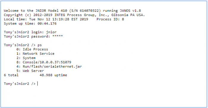 ps command for JNIOR command line