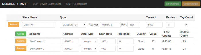 MQTT Device Web Page